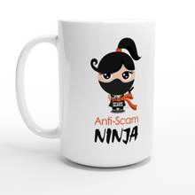 Load image into Gallery viewer, &quot;Anti-Scam Ninja&quot; White Mug 15oz - SCARS Design - Worldwide Product - SCARS Company Store

